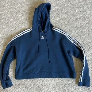Adidas Cropped Hoodie - Navy - Size L